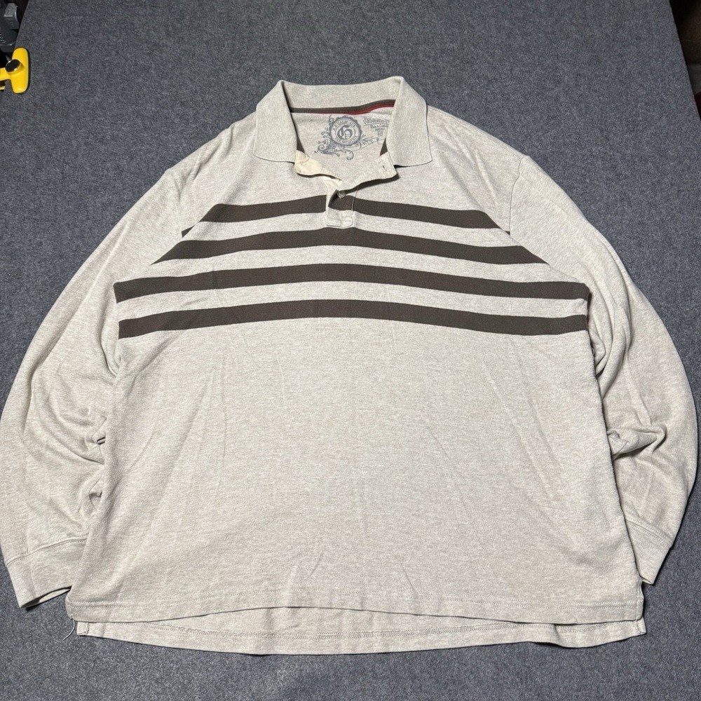 Vintage Y2K Gap Rugby Polo Shirt Brown Striped Size XL Button Grunge Athletic